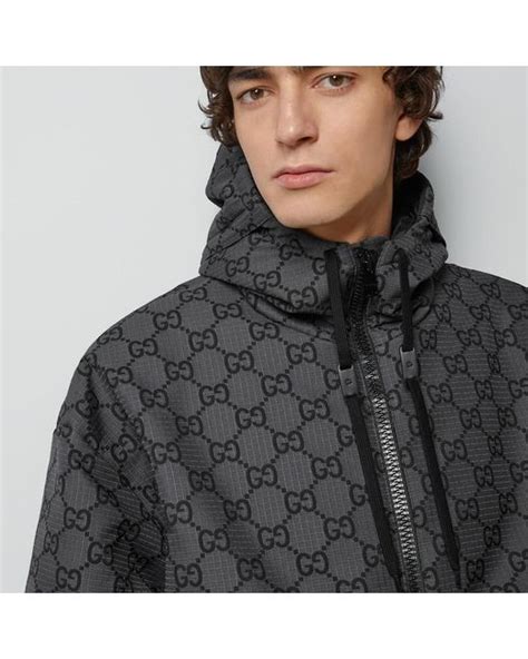 gucci gg black grey 49|GG ripstop nylon jacket in grey and black .